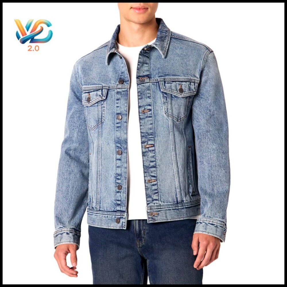 Men's Regular Fit Denim Jacket Heavyweight Low Stretch Trucker Style